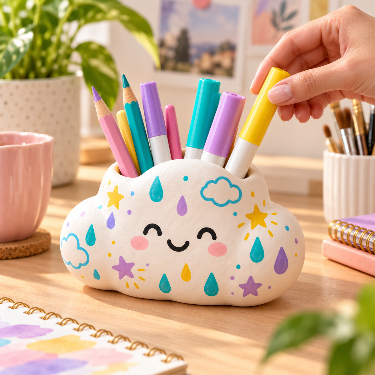 Happy Cloud Pen Holder – Smiley Cloud Design