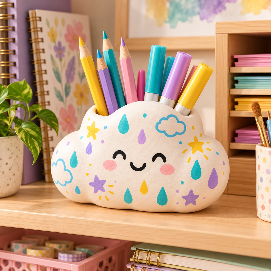 Happy Cloud Pen Holder – Smiley Cloud Design