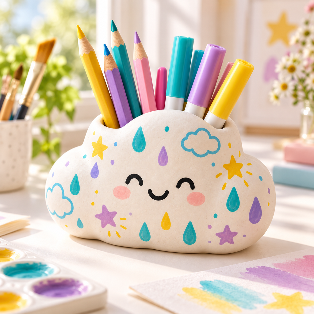Happy Cloud Pen Holder – Smiley Cloud Design