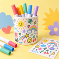 Sunny Doodles Pen Holder – Rainbow & Smiley Design